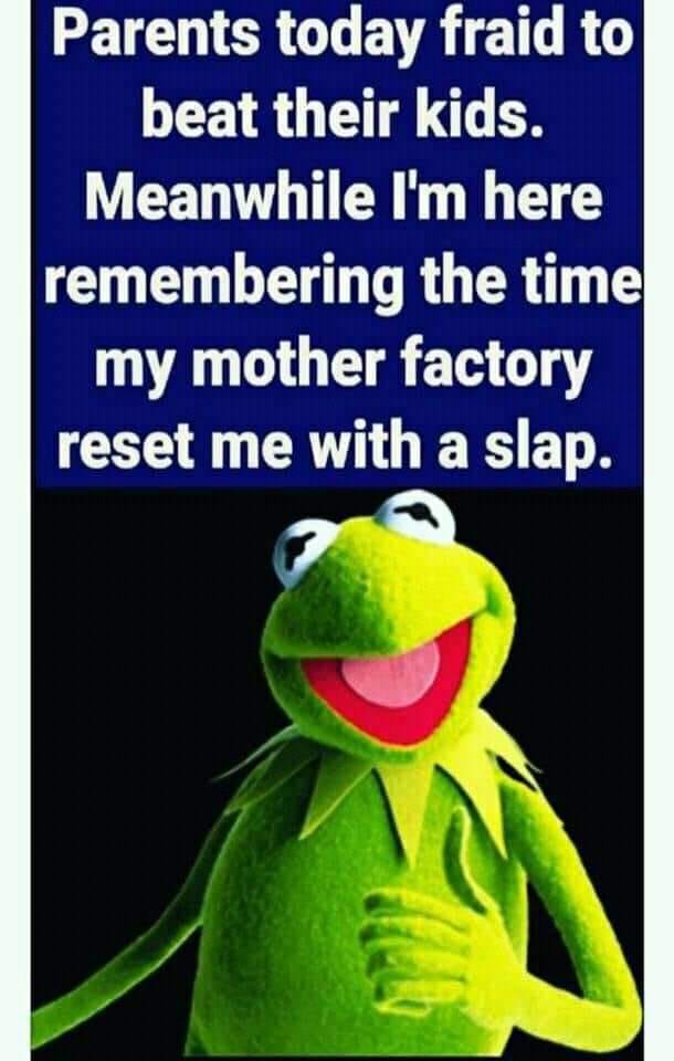 factory reset with a slap - Parents today fraid to beat their kids. Meanwhile I'm here remembering the time my mother factory reset me with a slap.