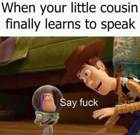 foreign exchange student meme say fuck - When your little cousin finally learns to speak Say fuck