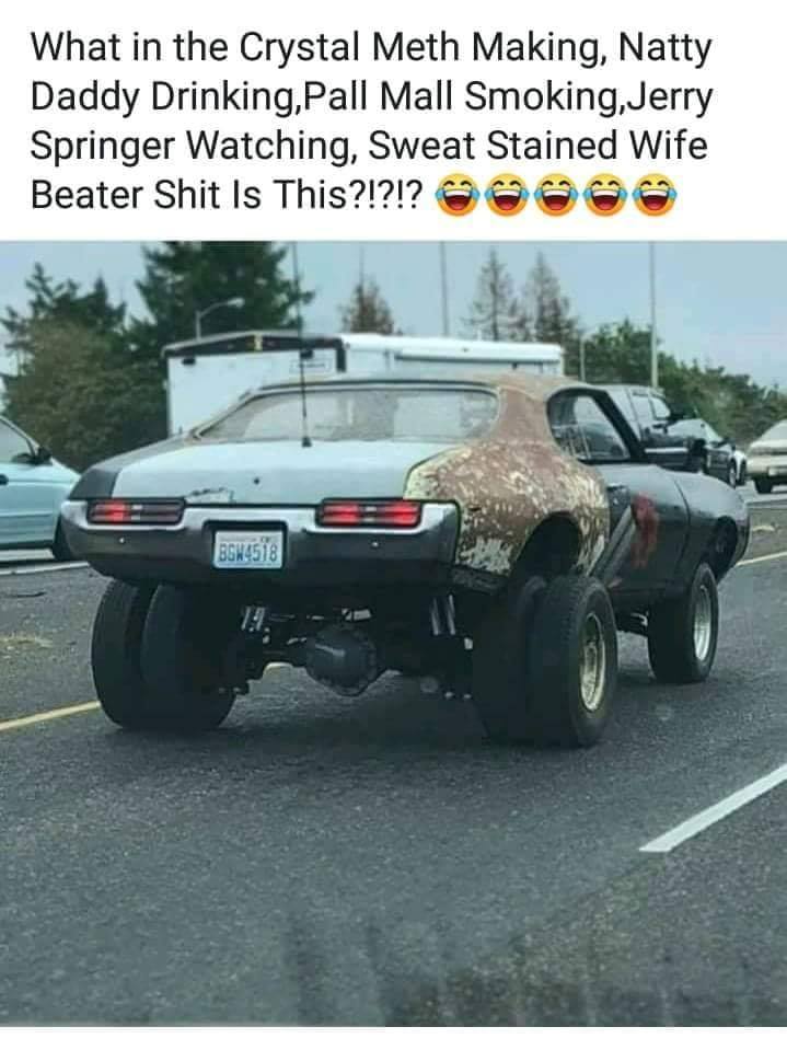 funny new beater car meme - What in the Crystal Meth Making, Natty Daddy Drinking,Pall Mall Smoking, Jerry Springer Watching, Sweat Stained Wife Beater Shit Is This?!?!? BGWA518