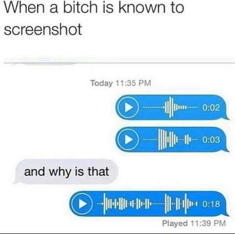 random voice message screenshot meme - When a bitch is known to screenshot Today and why is that Played