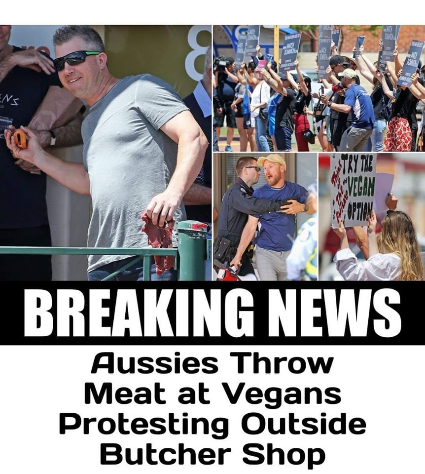 satyajit sai baba - Be Ens Breaking News Aussies Throw Meat at Vegans Protesting Outside Butcher Shop