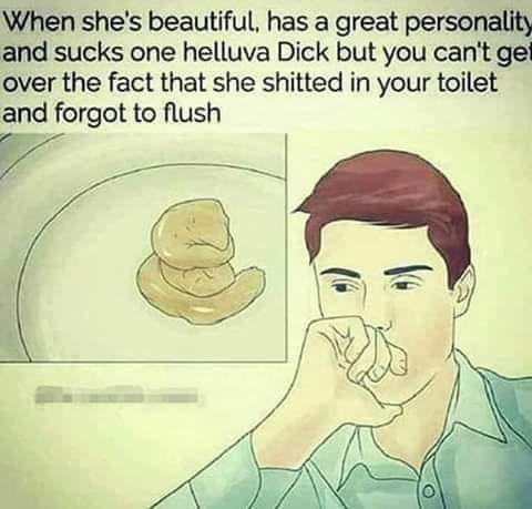 turtle gets his dick sucked - When she's beautiful, has a great personality and sucks one helluva Dick but you can't get over the fact that she shitted in your toilet and forgot to flush