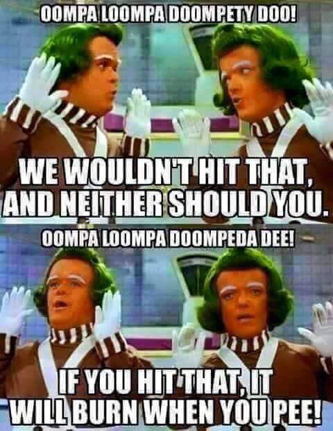 oompa loompa funny - Oompa Loompa Doompety Doo! We Wouldnthit That, And Neither Should You. Oompa Loompa Doompeda Dee! If You Hit That It Will Burn When You Pee!