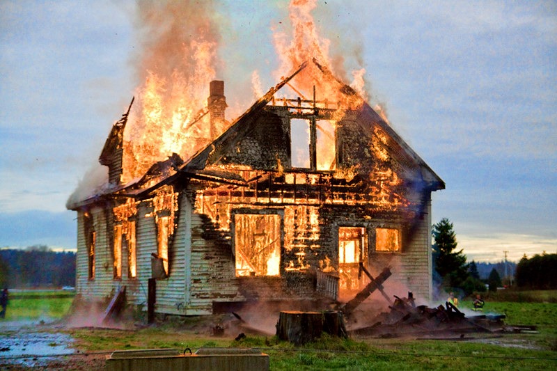 burning house