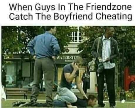 photo caption - When Guys In The Friendzone Catch The Boyfriend Cheating Versto
