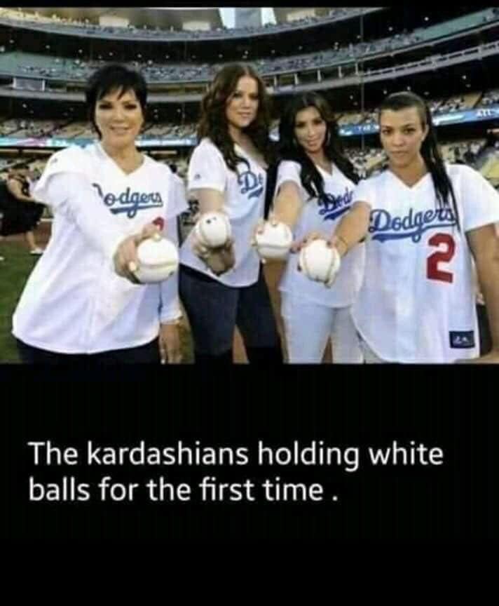 kardashian white balls - odgers de Dodgers The Kardashians holding white balls for the first time.