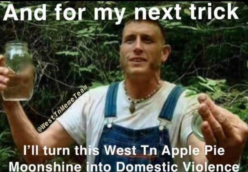 offensive violence memes - And for my next trick Team I'll turn this West Tn Apple Pie Moonshine into Domestic Violence