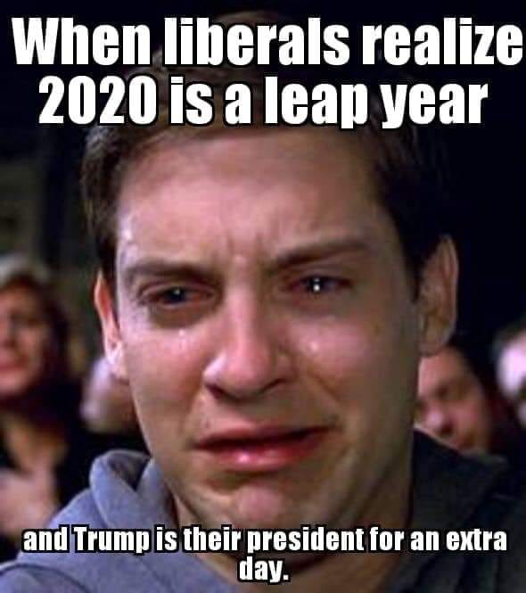 When liberals realize 2020 is a leap year and Trump is their president for an extra day.