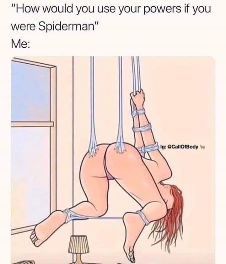cartoon - "How would you use your powers if you were Spiderman" Me Ig w
