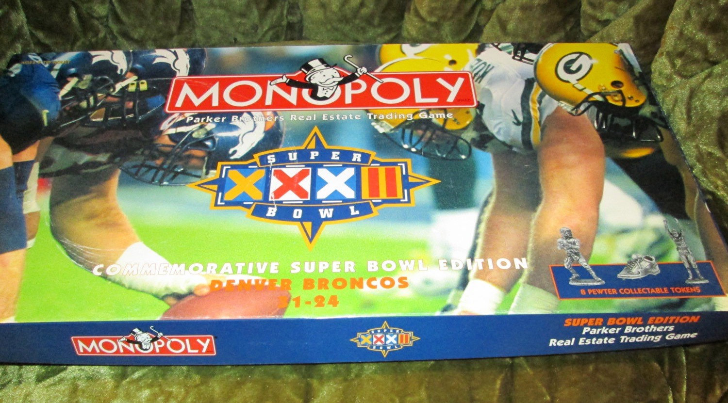 super bowl xxxii - Monopoly Parker Brothers Real Estate Trading Game Pe R 0 W Commemorative Super Bowl Edition Broncos 1124 B Pewter Collectable Tokens Monupoly Super Bowl Edition Parker Brothers Real Estate Trading Game