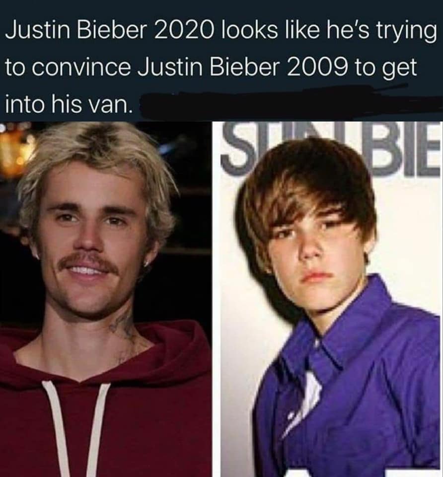 justin bieber baby - Justin Bieber 2020 looks he's trying to convince Justin Bieber 2009 to get into his van.