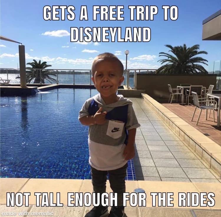 water - Gets A Free Trip To Disneyland Not Tall Enough For The Rides made with mematic