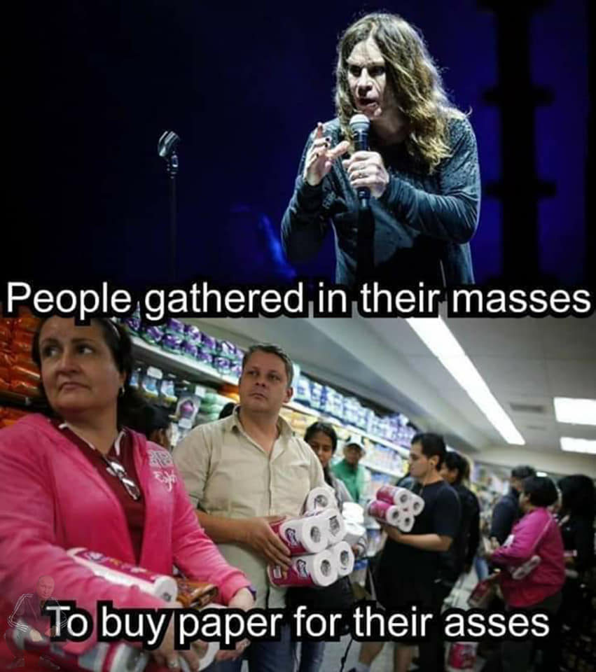 People gathered in their masses To buy paper for their asses