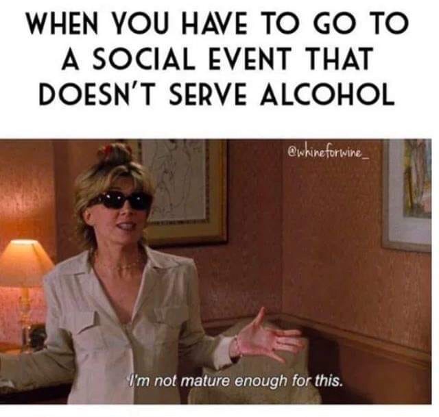 work social event meme - When You Have To Go To A Social Event That Doesn'T Serve Alcohol I'm not mature enough for this.