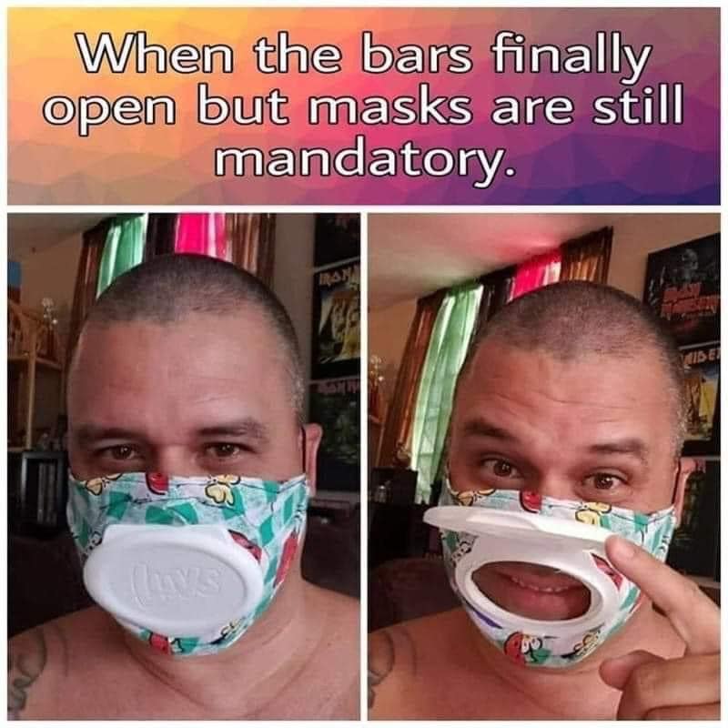 Bar - When the bars finally open but masks are still mandatory.