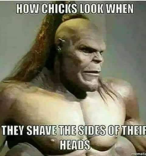 chicks with shaved head meme - How Chicks Look When They Shave The Sides Of Their Heads momatic