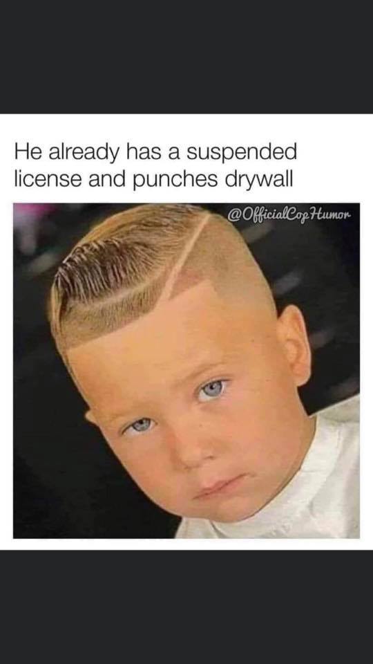 hairstyle - He already has a suspended license and punches drywall