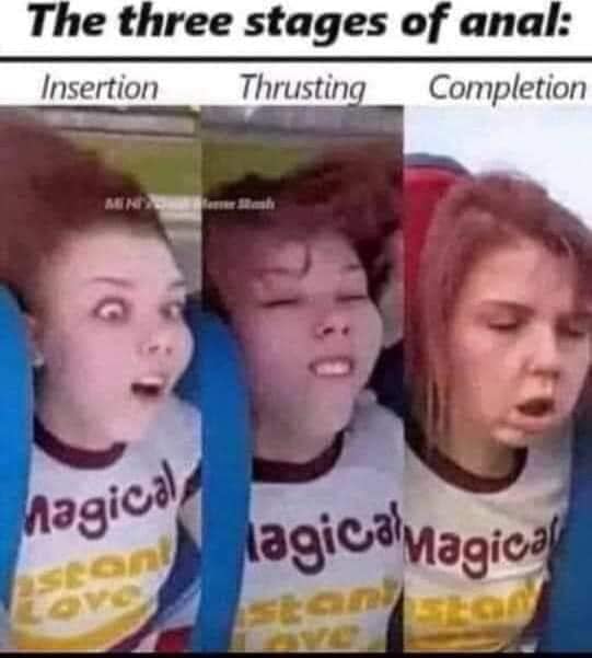 photo caption - The three stages of anal Insertion Thrusting Completion Aend Magical. stan lagic Magic stano