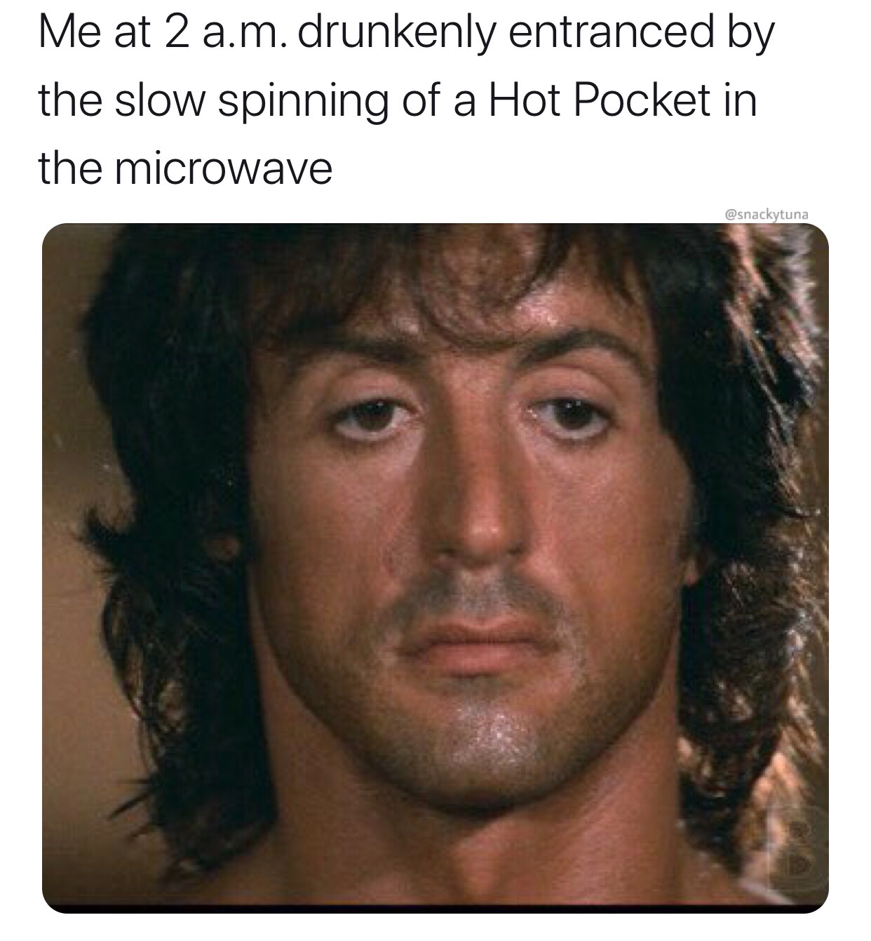 photo caption - Me at 2 a.m. drunkenly entranced by the slow spinning of a Hot Pocket in the microwave