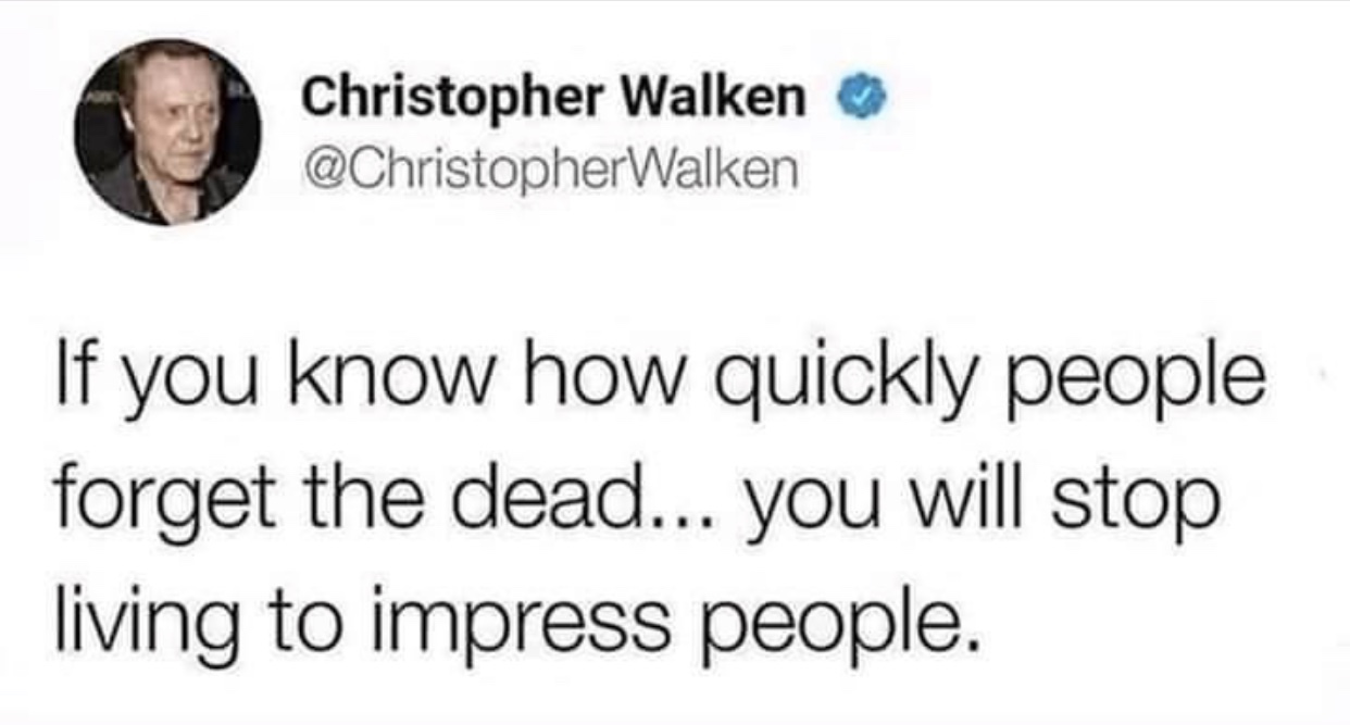 pete wentz my chemical romance - Christopher Walken Walken If you know how quickly people forget the dead... you will stop living to impress people.