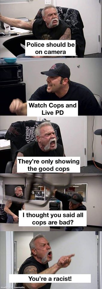 meme coronavirus australia - Police should be on camera Watch Cops and Live Pd abuean Dunoy They're only showing the good cops I thought you said all cops are bad? You're a racist! made with mematic