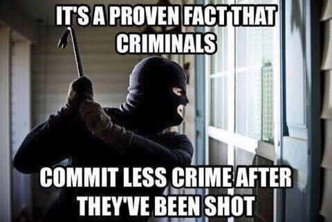 pro gun memes funny - It'S A Proven Fact That Criminals Commit Less Crime After They'Ve Been Shot
