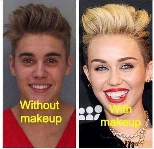 justin bieber miley cyrus look alike - Without makeup With makeup