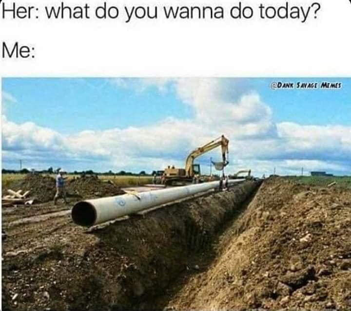 laying pipe meme - Her what do you wanna do today? 