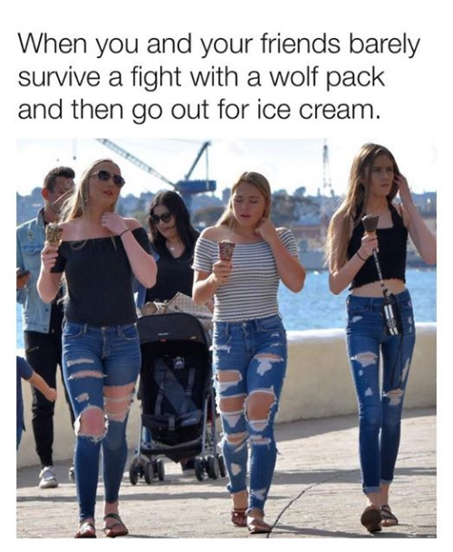9gag bronn - When you and your friends barely survive a fight with a wolf pack and then go out for ice cream.