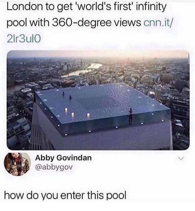 london's 360 degree infinity pool - London to get 'world's first' infinity pool with 360degree views cnn.it 21r3ulo Abby Govindan how do you enter this pool