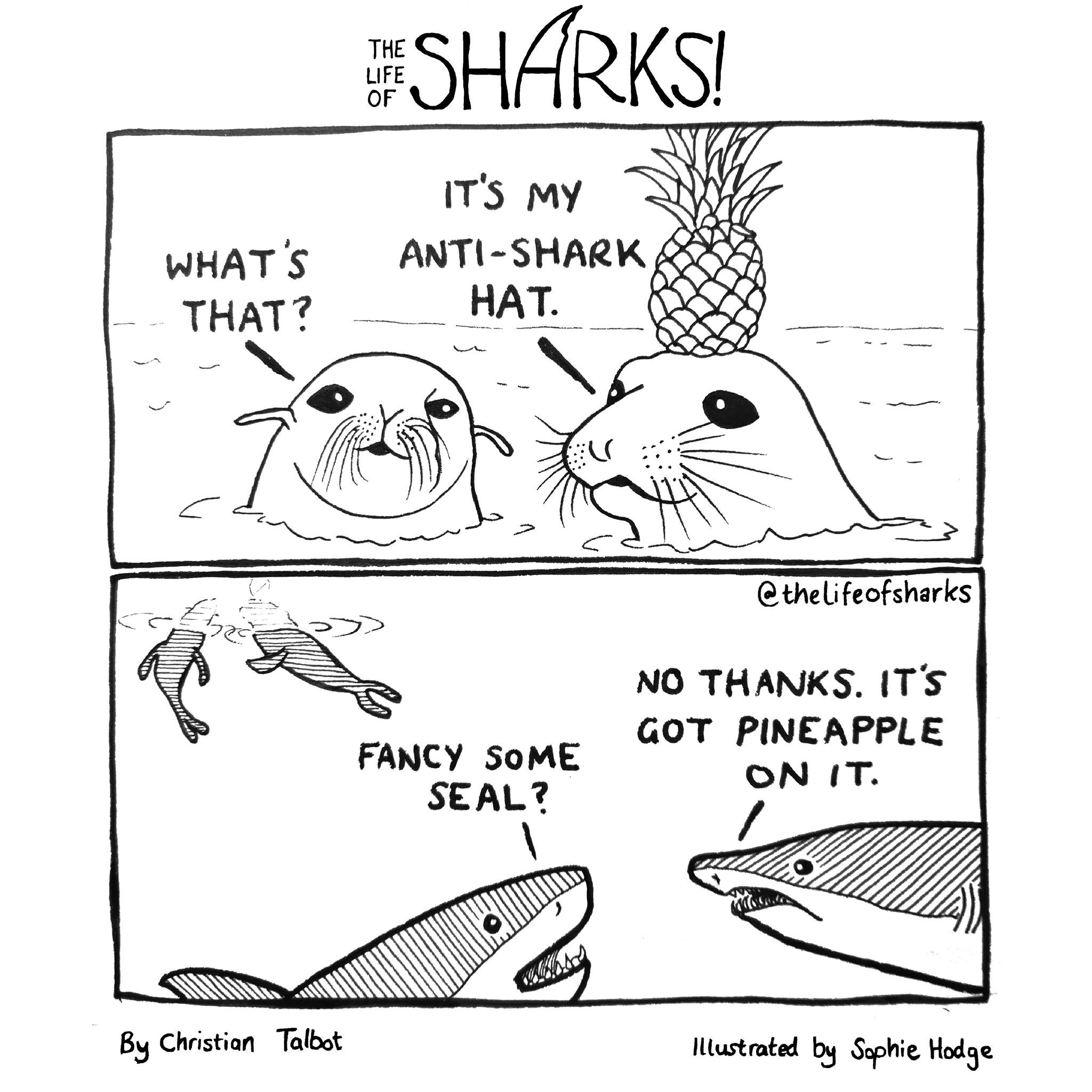 life of sharks comic - Sharks! What'S That? It'S My AntiShark . . the Ufeofsharks No Thanks. It'S Got Pineapple On It. Fancy Some Seal? By Christian Talbot illustrated by Sophie Hodge