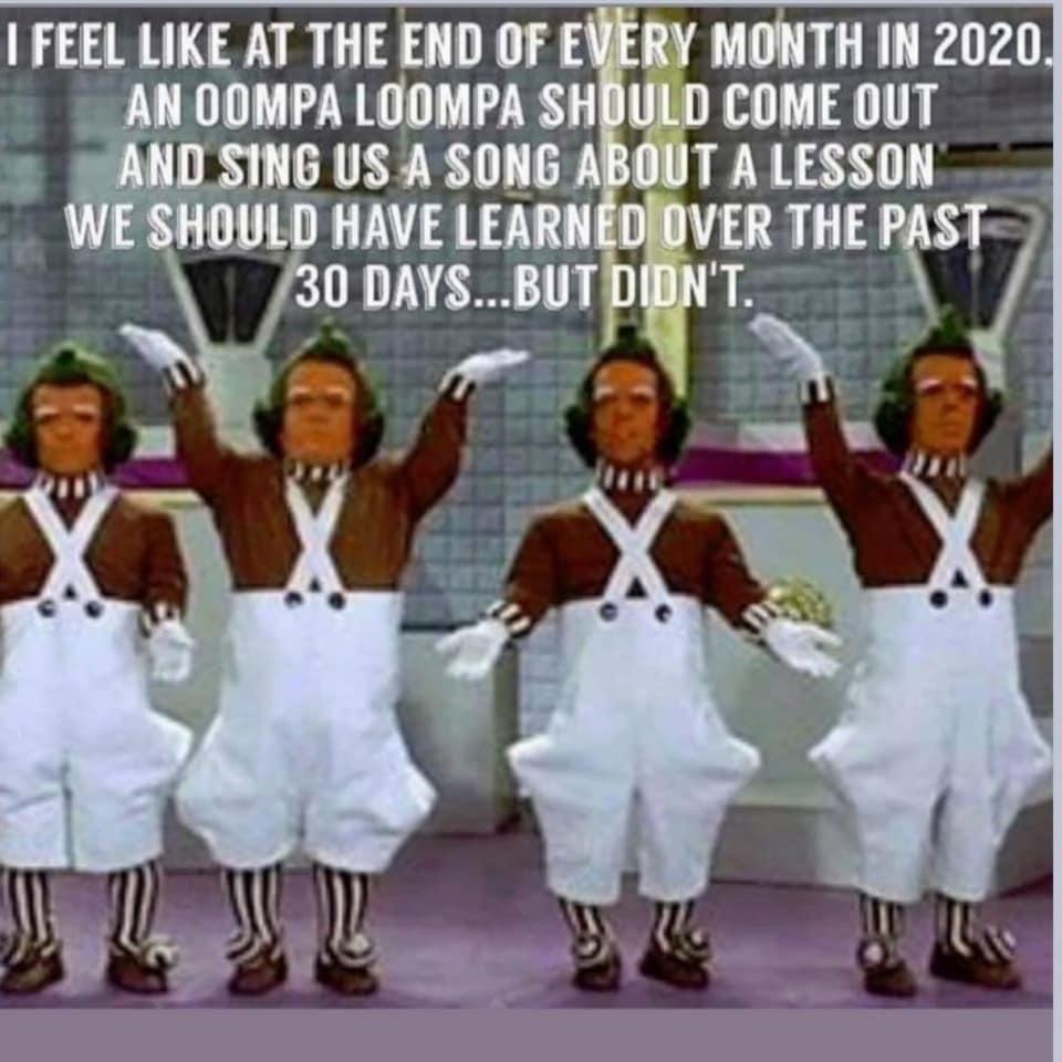 movie oompa loompa - I Feel At The End Of Every Month In 2020. An Oompa Loompa Should Come Out And Sing Us A Song About A Lesson We Should Have Learned Over The Past 30 Days...But Didn'T.