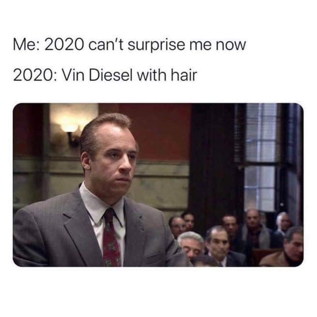 Dominic Toretto - Me 2020 can't surprise me now 2020 Vin Diesel with hair