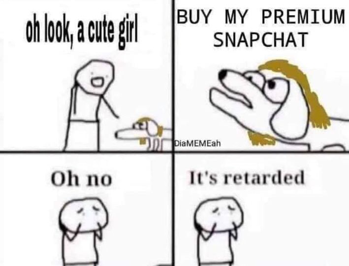 oh no it's retarded - ch look , a cute girl Buy My Premium Snapchat 2010 PiaMEMEah Oh no It's retarded