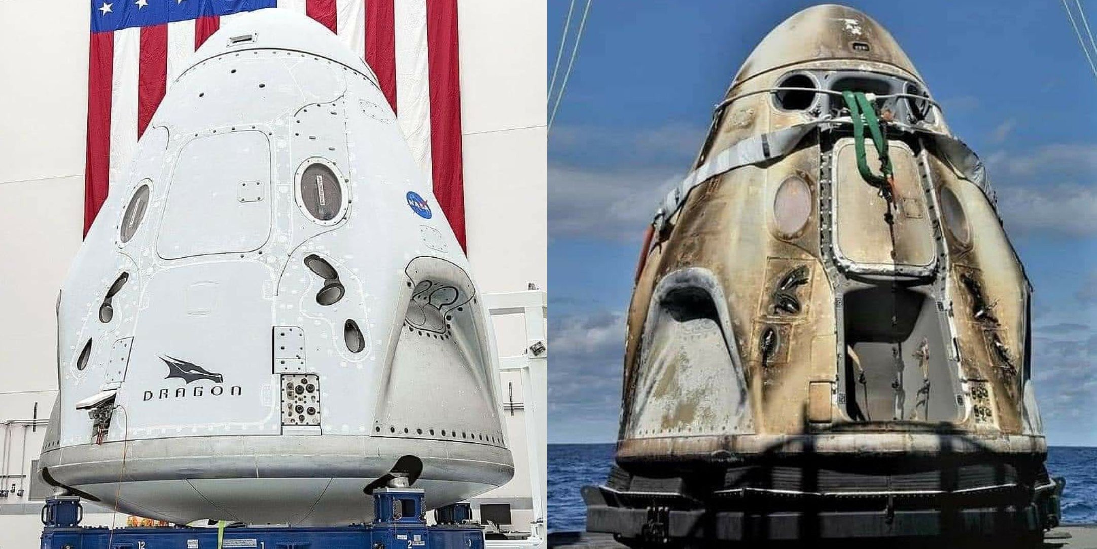 dragon capsule before and after - Dragon 12