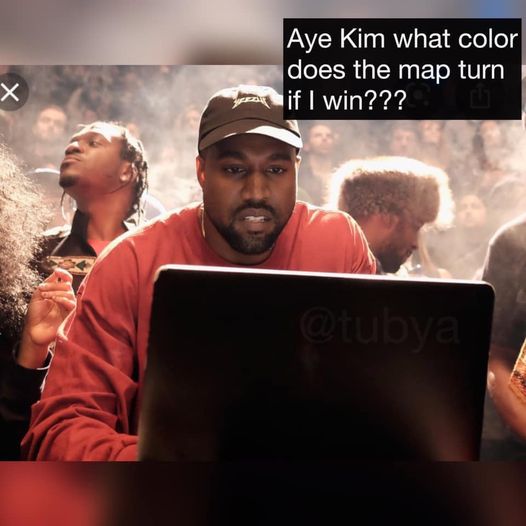 kanye west on computer - Aye Kim what color does the map turn if I win??? x