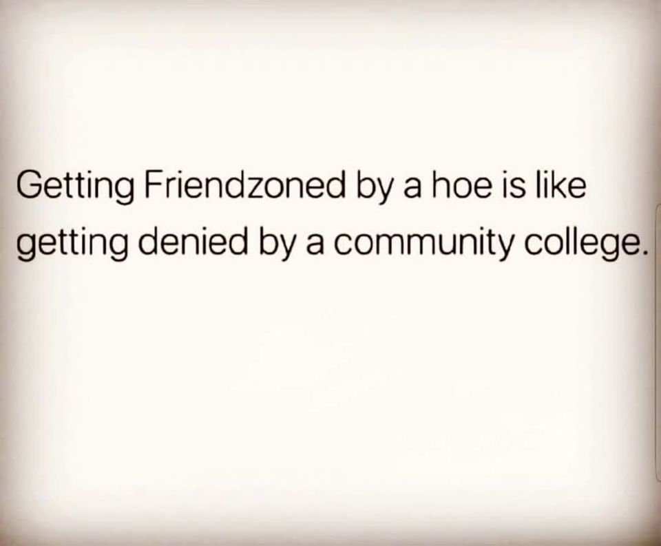 just because you love someone doesn t mean you should be with them - Getting Friendzoned by a hoe is getting denied by a community college.