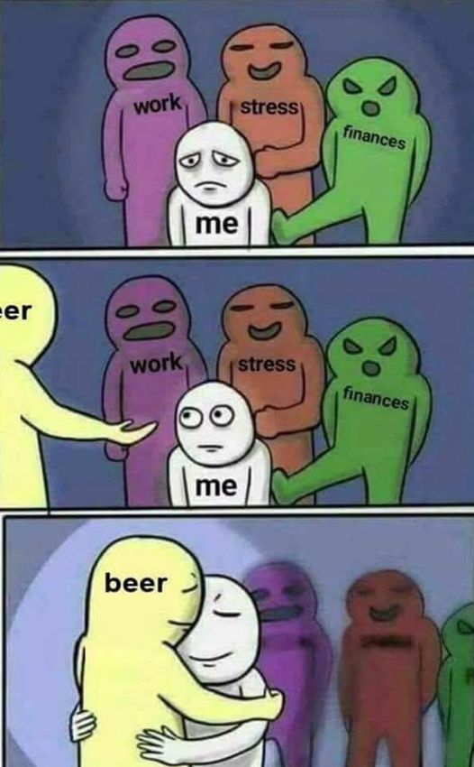 life meme - work stress finances me eer work stress finances me beer
