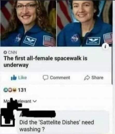 nasa all female spacewalk - O Cnn The first allfemale spacewalk is underway de Comment 00 131 Maelevant Did the 'Sattelite Dishes' need washing ?