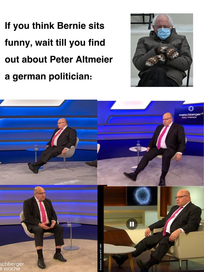 presentation - If you think Bernie sits funny, wait till you find out about Peter Altmeier a german politician maischberger Das Thema Screenshot Anne WillArd schberger 2 woche