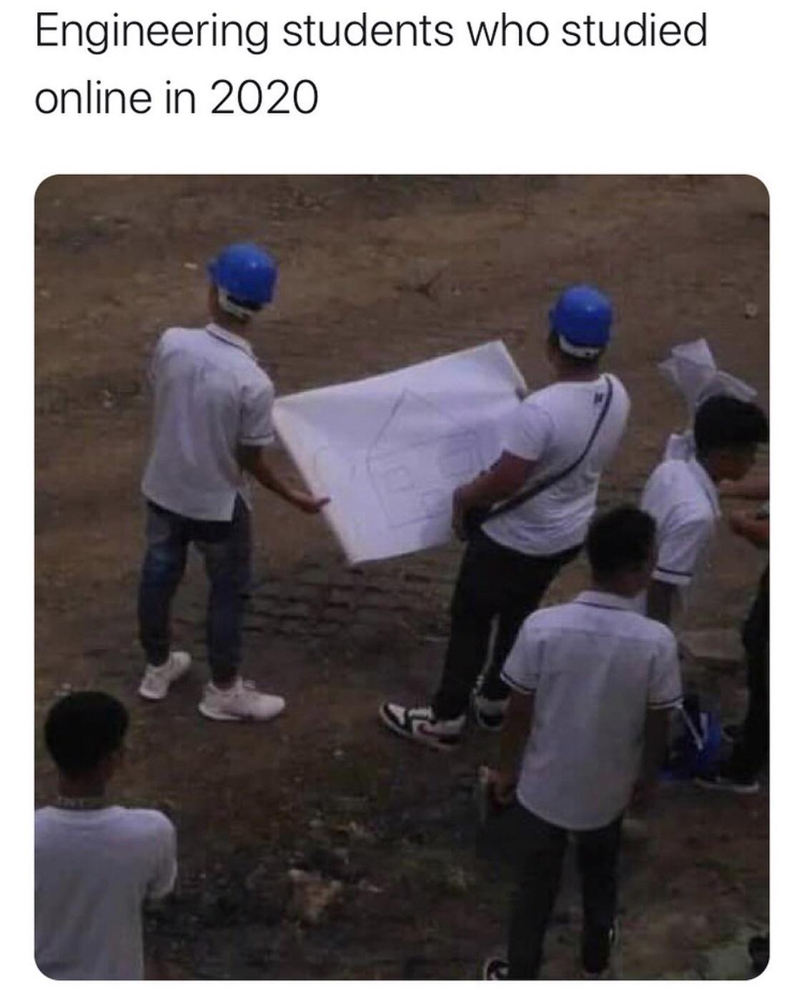 engineers in 2020 meme - Engineering students who studied online in 2020