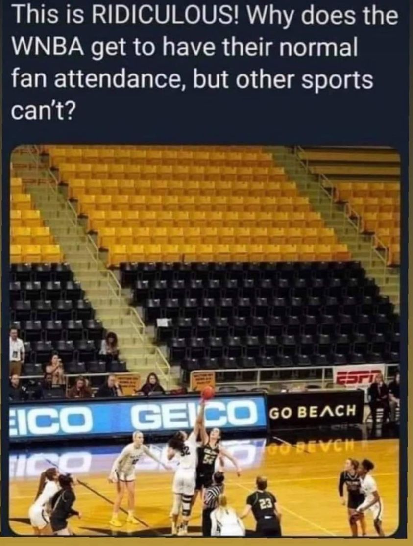games - This is Ridiculous! Why does the Wnba get to have their normal fan attendance, but other sports can't? Fico Geico Go Beach Rosevch