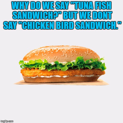 Why Do We Say "Tuna Fish Sandwichp But We Dont Say "Chicken Bird Sandwich imgiip com