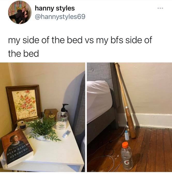 table - hanny styles my side of the bed vs my bfs side of the bed So? Em Ruth Badet Ginsburg G
