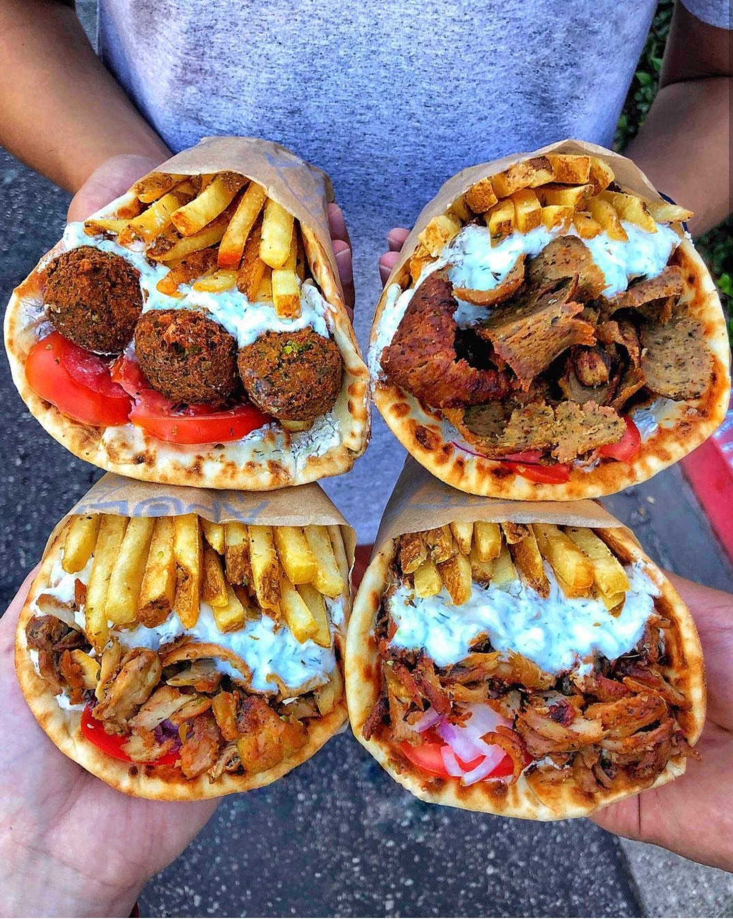 chicken gyros with fries - On
