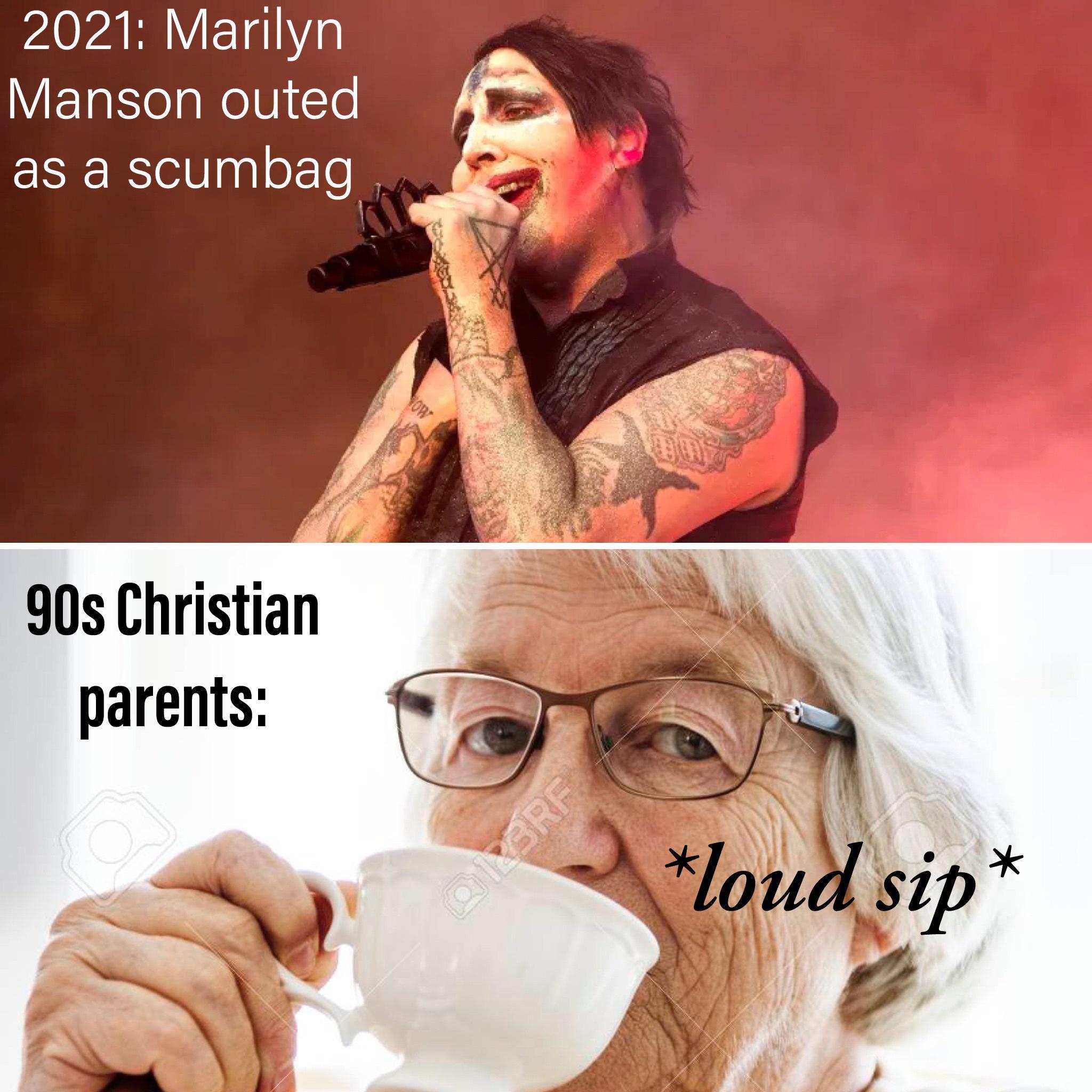 lip - 2021 Marilyn Manson outed as a scumbag 90s Christian parents Ombre loud sip