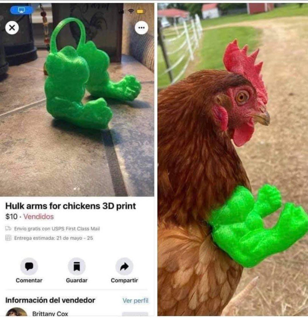 hulk arms for chickens 3d print