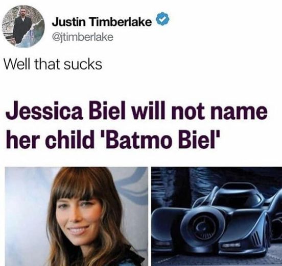 jessica biel will not name her child batmo biel - Justin Timberlake Well that sucks Jessica Biel will not name her child "Batmo Biel' a