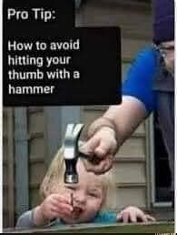 hilarious memes - random memes - avoid hitting your thumb - Pro Tip How to avoid hitting your thumb with a hammer
