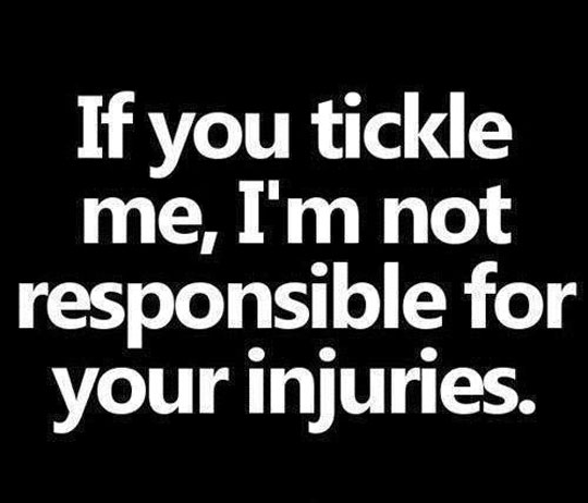 im warning you quotes - If you tickle me, I'm not responsible for your injuries.
